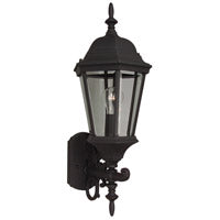 Straight Glass Cast 1 Light Medium Outdoor Wall Lantern in Textured Black CRAFTMADE