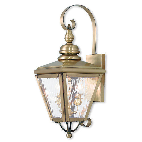 2 Light Antique Brass Outdoor Wall Lantern Livex