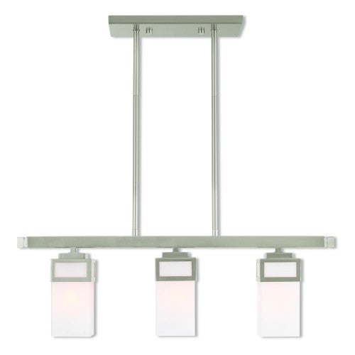 3 Light Brushed Nickel Linear Chandelier Livex