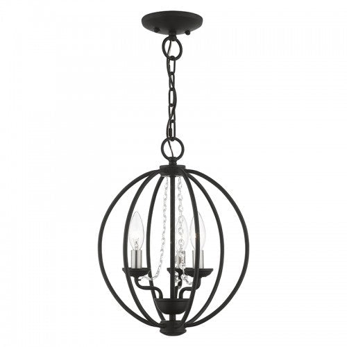 3 Light Black with Brushed Nickel Finish Candles Globe Convertible Mini Chandelier/ Semi-Flush Livex