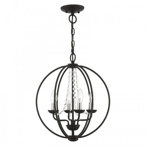 4 Light Black with Brushed Nickel Finish Candles Globe Convertible Chandelier/ Semi-Flush Livex
