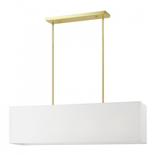 4 Light Satin Brass Linear Chandelier Livex