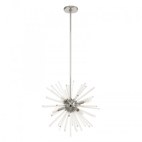 6 Light Polished Chrome Pendant Chandelier Livex