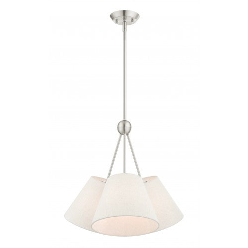 3 Light Brushed Nickel Shaded Chandelier Livex