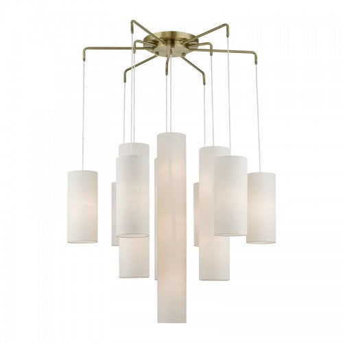 15 Light Antique Brass Foyer Chandelier Livex