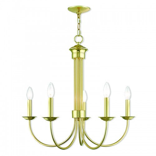 5 Light Polished Brass Chandelier Livex