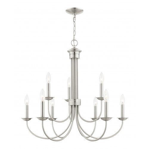 9 Light Brushed Nickel Chandelier Livex