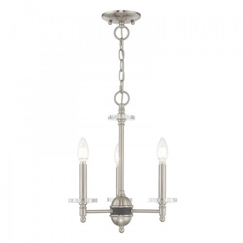 3 Light Brushed Nickel Chandelier Livex