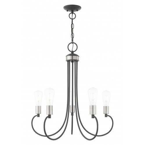 5 Light Scandinavian Gray Chandelier Livex