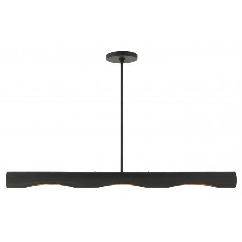3 Light Black Linear Chandelier Livex