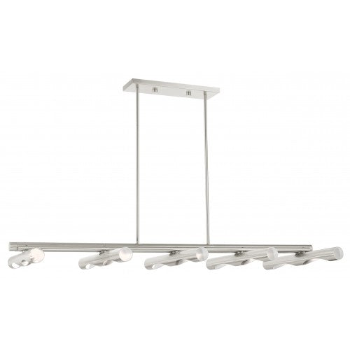 10 Light Brushed Nickel Linear Chandelier Livex