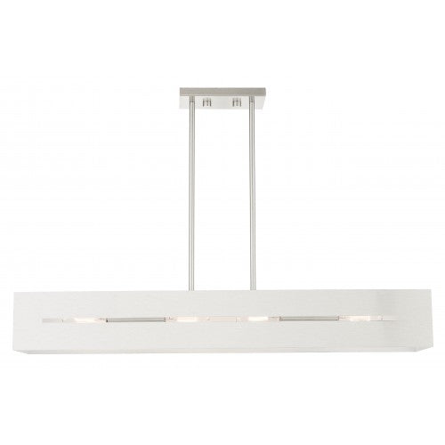 4 Light Brushed Nickel Linear Chandelier Livex