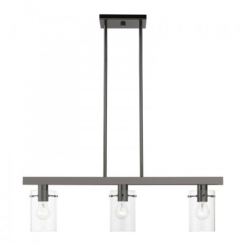 3 Light Black Chrome Linear Chandelier Livex