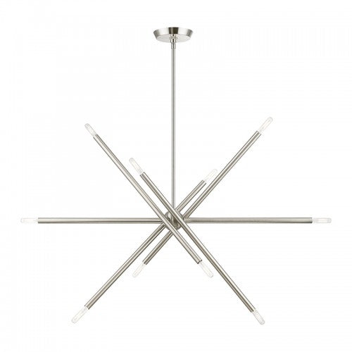 10 Light Brushed Nickel Linear Chandelier Livex