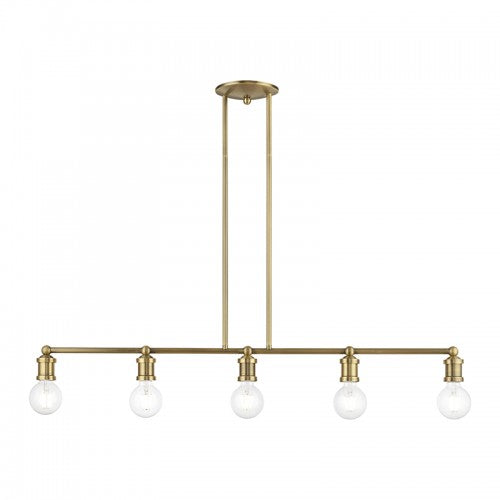 5 Light Antique Brass Large Linear Chandelier Livex