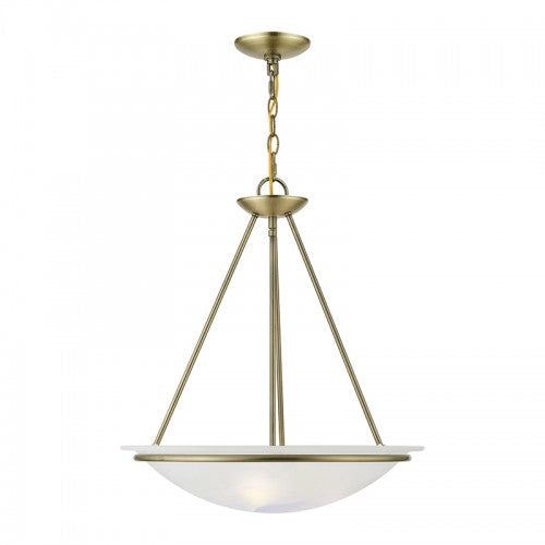 3 Light Antique Brass Pendant Chandelier Livex