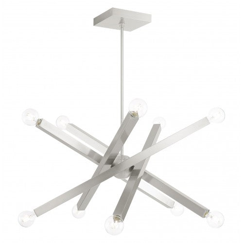 10 Light Brushed Nickel Chandelier Livex