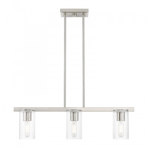 3 Light Brushed Nickel Linear Chandelier Livex