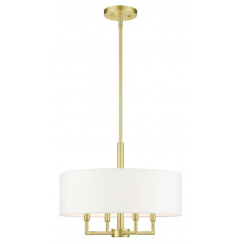 4 Light Satin Brass Pendant Chandelier Livex