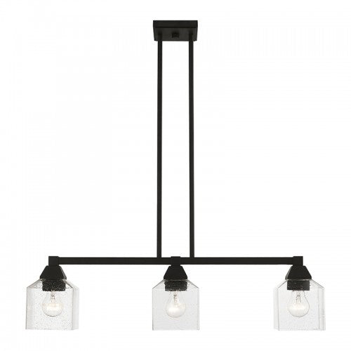 3 Light Black Linear Chandelier Livex