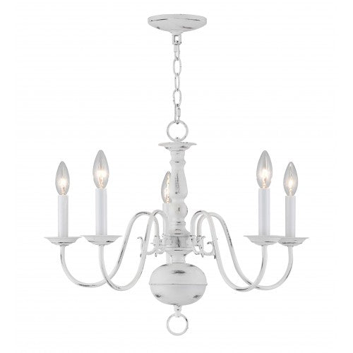 5 Light Antique White Chandelier Livex