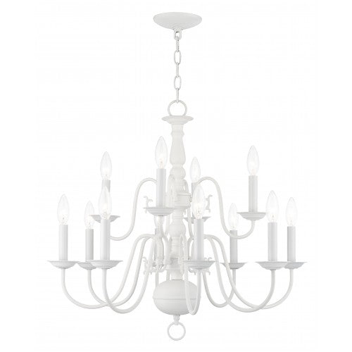 12 Light White Chandelier Livex