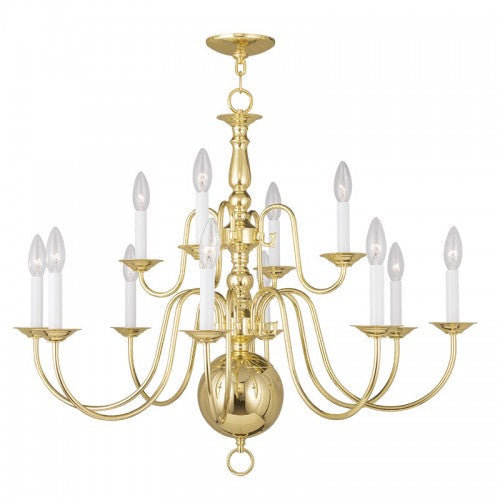 12 Light Polished Brass Chandelier Livex