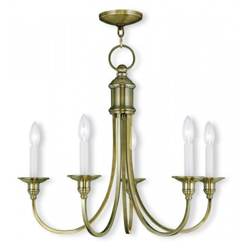 5 Light Antique Brass Chandelier Livex