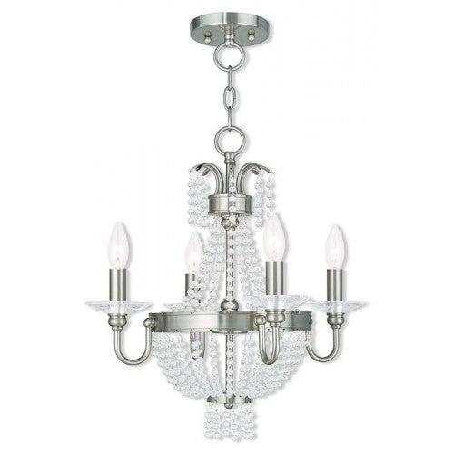 4 Light Brushed Nickel Chandelier/Ceiling Mount Livex