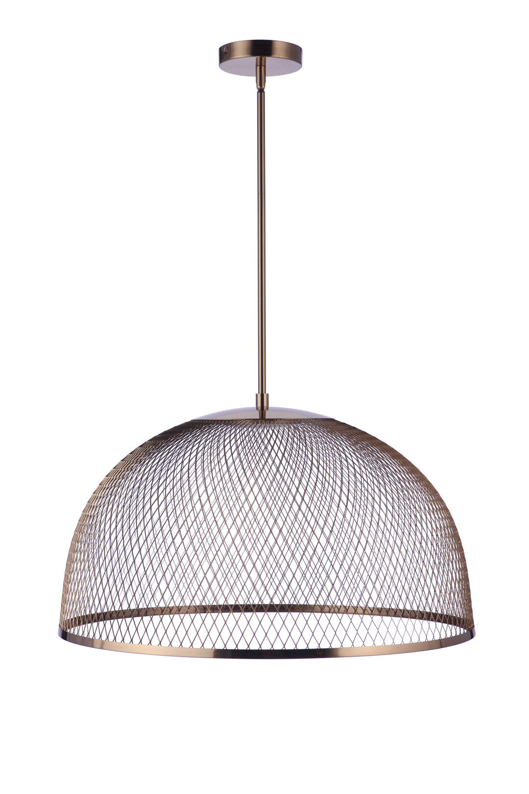 24.25” Diameter Sculptural Statement Metal Mesh Dome Pendant in Satin Brass CRAFTMADE