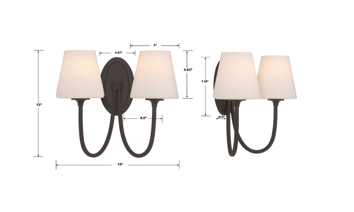 Crystorama Crystorama Juno 2 Light Black Forged Sconce