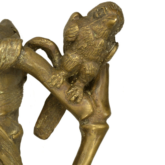 9 Inch Solid Brass Door Pull Bamboo & Bird (Left Facing)