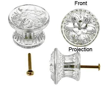 COPPER MOUNTAIN HARDWARE Flat Daisy Floral Clear Glass Cabinet & Furniture Knob