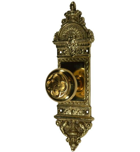 COPPER MOUNTAIN HARDWARE Solid Brass European Door Set With Clover Inlay Knob in Several Finishes