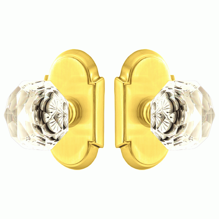 EMTEK Diamond Crystal Door Knob Set With # 8 Rosette