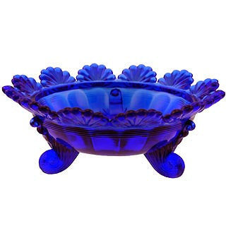 Footed Berry Bowl - Cobalt Blue Glass Copper Mountain Hardware