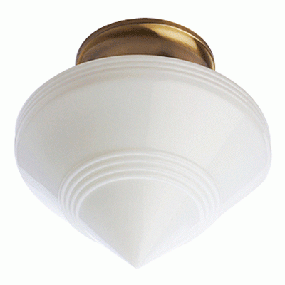 Art Deco Glass Shade Overhead Light Fixture (Antique Brass Finish) COPPER MOUNTAIN HARDWARE