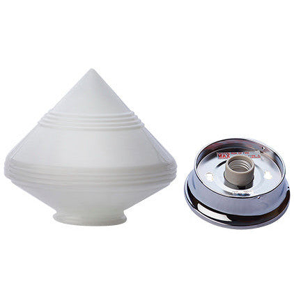 Art Deco Glass Shade Overhead Light Fixture (Polished Chrome Finish) COPPER MOUNTAIN HARDWARE