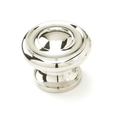 1 1/2 Inch Colonial Round Knob (Polished Nickel Finish)