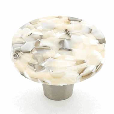 1 1/2 Inch Ice Sable Pebbles Round Knob (Stainless Steel Finish)