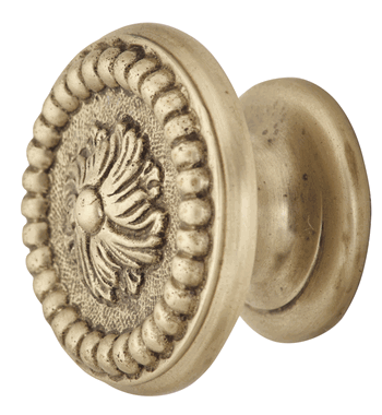 1 1/2 Inch Solid Brass Beaded Cabinet Knob (Antique Brass Finish)