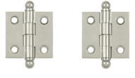 1 1/2 Inch x 1 1/2 Inch Solid Brass Cabinet Hinges (Polished Nickel Finish)