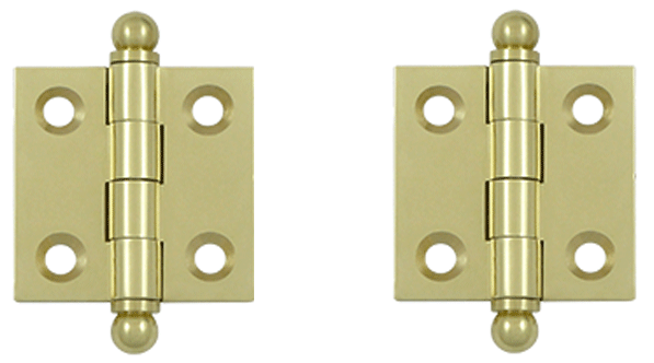 1 1/2 Inch x 1 1/2 Inch Solid Brass Cabinet Hinges (Unlacquered Brass Finish)