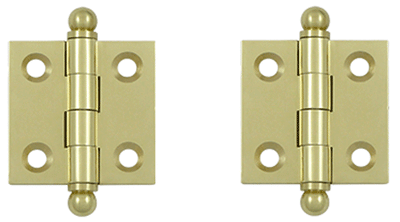 1 1/2 Inch x 1 1/2 Inch Solid Brass Cabinet Hinges (Unlacquered Brass Finish)