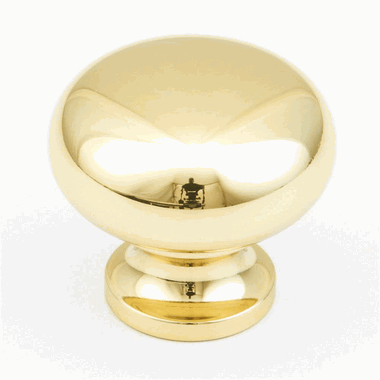 1 1/4 Inch Country Style Round Knob (Polished Brass Finish)