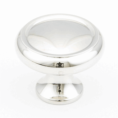 1 1/4 Inch Country Style Round Knob (Polished Nickel Finish)
