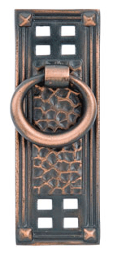 Emtek Arts & Crafts 1 1/4 Inch Solid Brass Hammered Vertical Ring Pull (Oil Rubbed Bronze Finish)