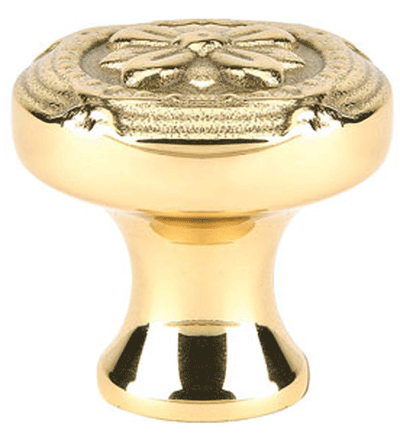 1 1/4 Inch Solid Brass Ribbon & Reed Cabinet Knob (Polished Brass)