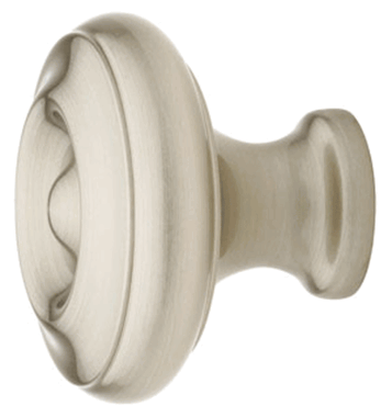 1 1/4 Inch Solid Brass Waverly Cabinet Knob (Brushed Nickel Finish)