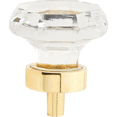 1 1/4 Inch Stargaze Crystal Octagon Cabinet Knob (Polished Brass Finish)